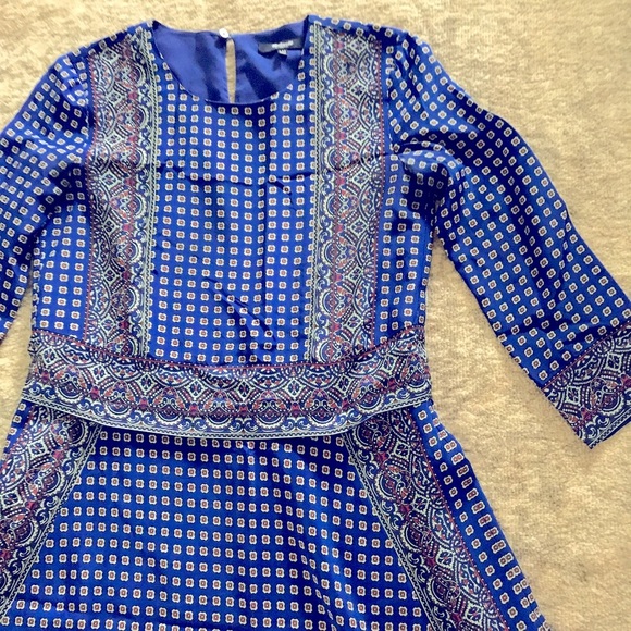 Madewell blue silk tee dress in ascot grid - Picture 5 of 8